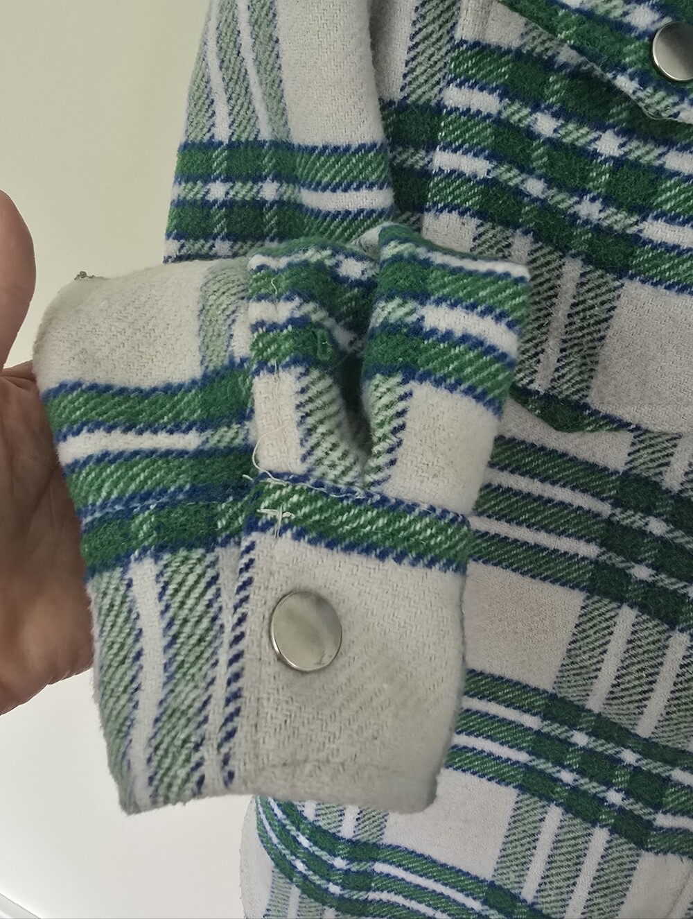 Joie Green Blue & White Plaid Flannel Shacket Shirt Jacket Size Small - Picture 5 of 12
